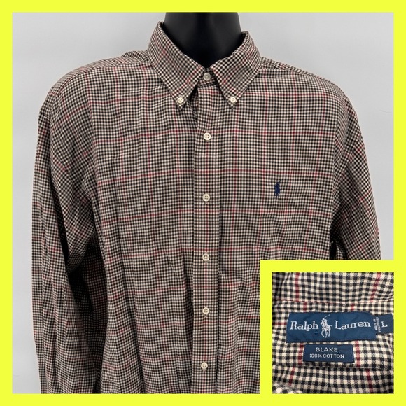 Ralph Lauren Other - Ralph Lauren Blake Men's Long Sleeve Button Down Shirt Plaid Size‎ L 100 Cotton